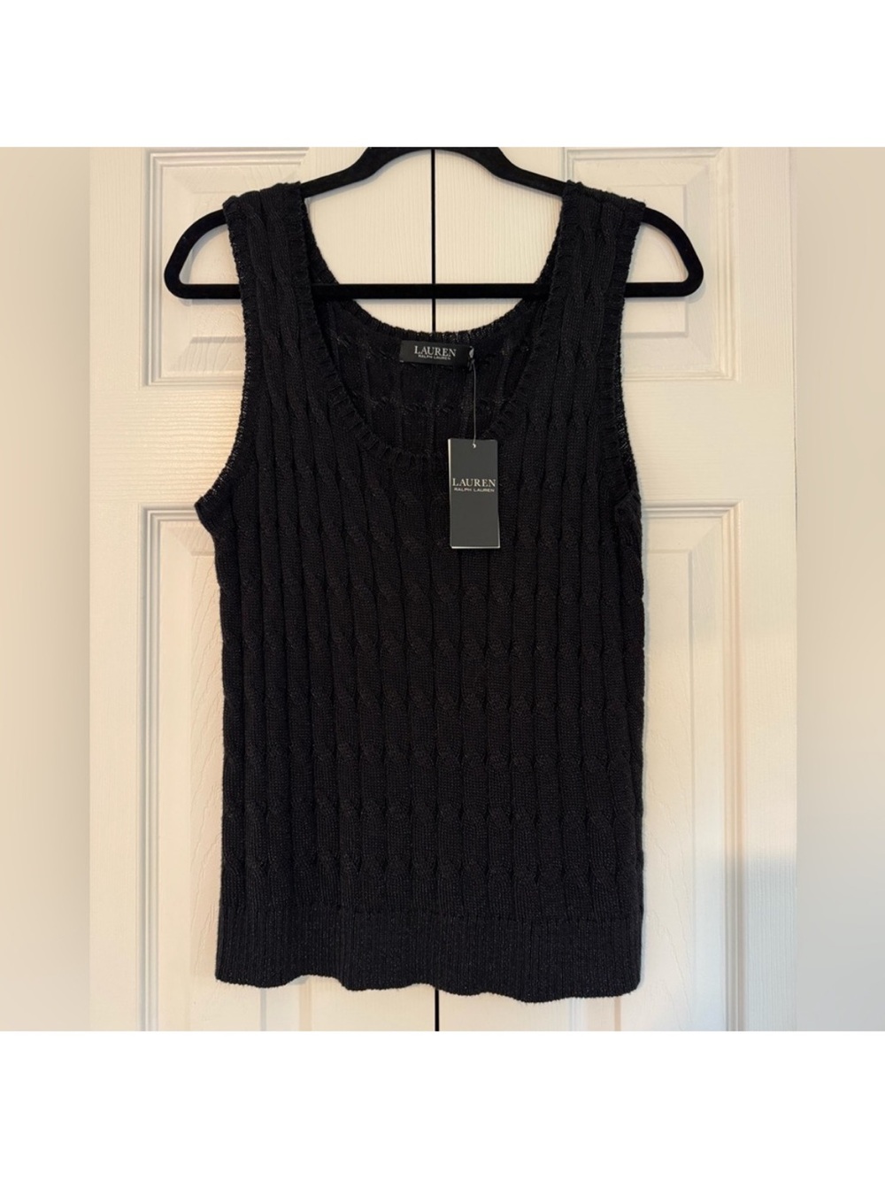 🎉 SALE 🎉 Lauren Ralph Lauren Black Shimmer Knit Tank Top Like New Condition XL - Picture 4 of 8